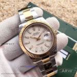 EW Factory Rolex 116334 Datejust II 41mm White Dial All Gold Fluted Bezel Swiss Cal.3136 Watch